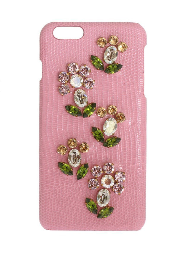 Pink Leather Crystal Flower Phone Case