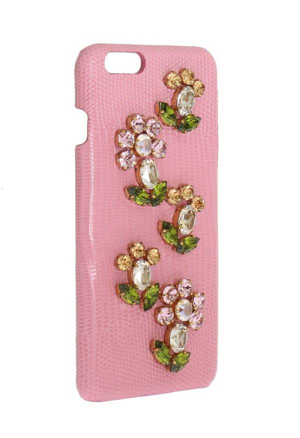 Pink Leather Crystal Flower Phone Case