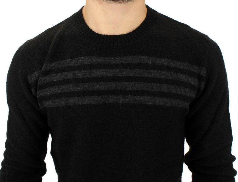 Black striped crewneck sweater