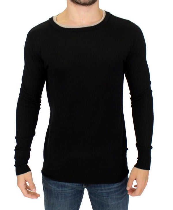 Black crewneck wool sweater