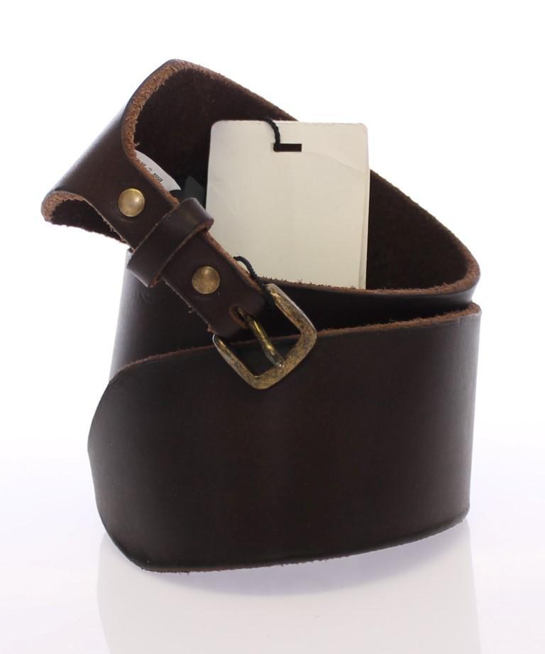 Brown Leather Logo Waist Belt