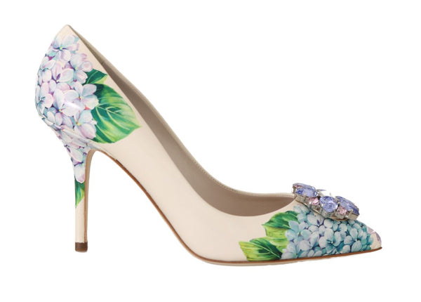 Leather Hortensia Crystal Pumps