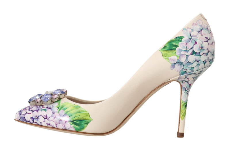 Leather Hortensia Crystal Pumps