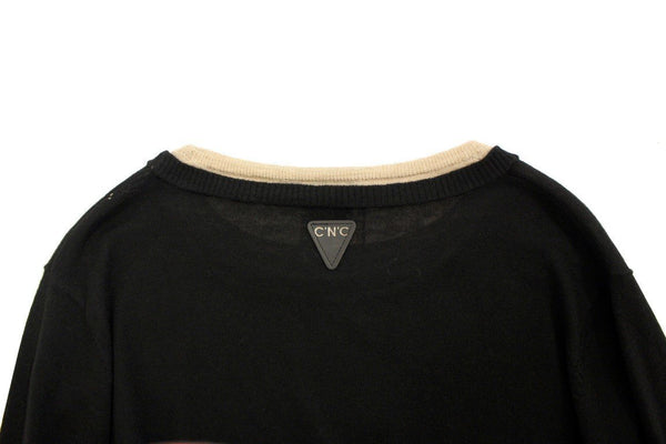 Black crewneck wool sweater