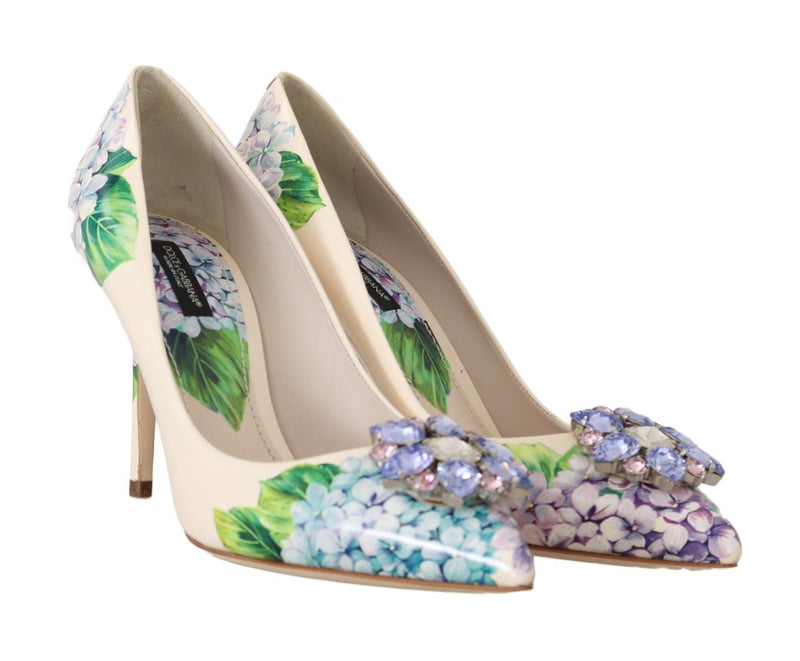 Leather Hortensia Crystal Pumps