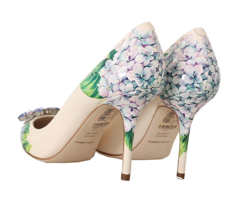 Leather Hortensia Crystal Pumps