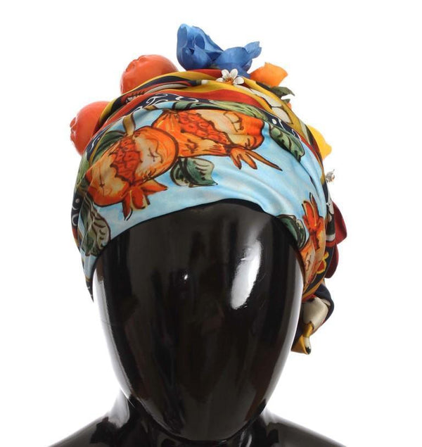 Floral Fruit Roses Crystal Silk Headwear Turbane