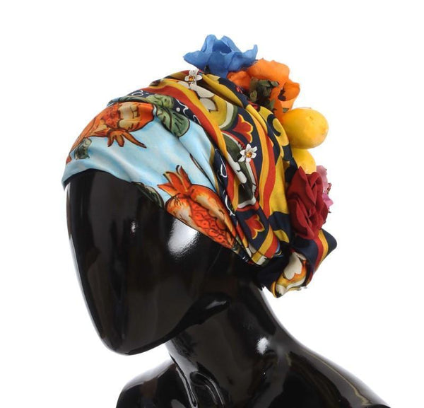 Floral Fruit Roses Crystal Silk Headwear Turbane