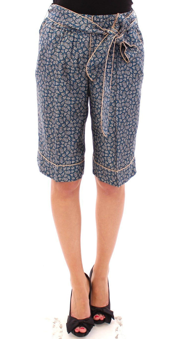 Blue PAJAMA silk shorts