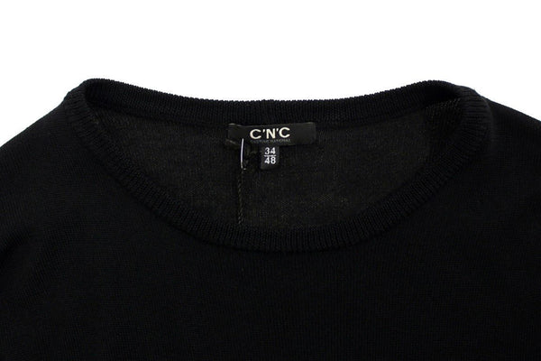 Black crewneck wool sweater