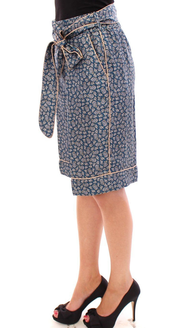 Blue PAJAMA silk shorts