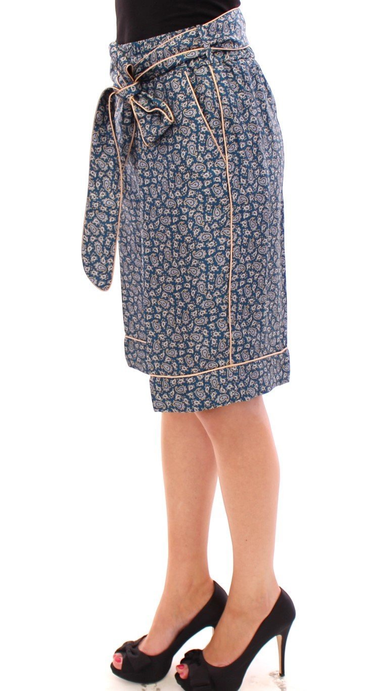 Blue PAJAMA silk shorts