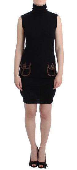 Black knitted wool dress