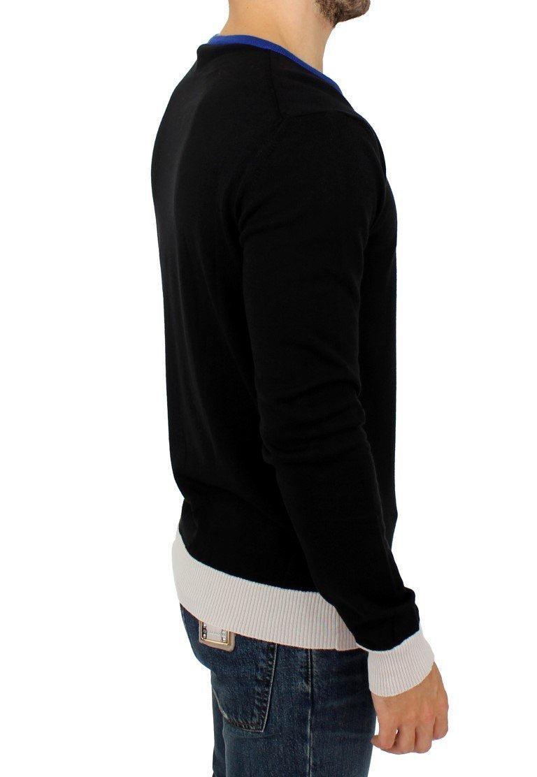 Black striped crewneck sweater