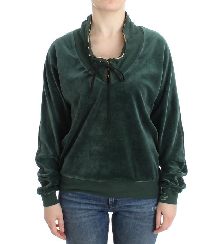 Green velvet cotton sweater