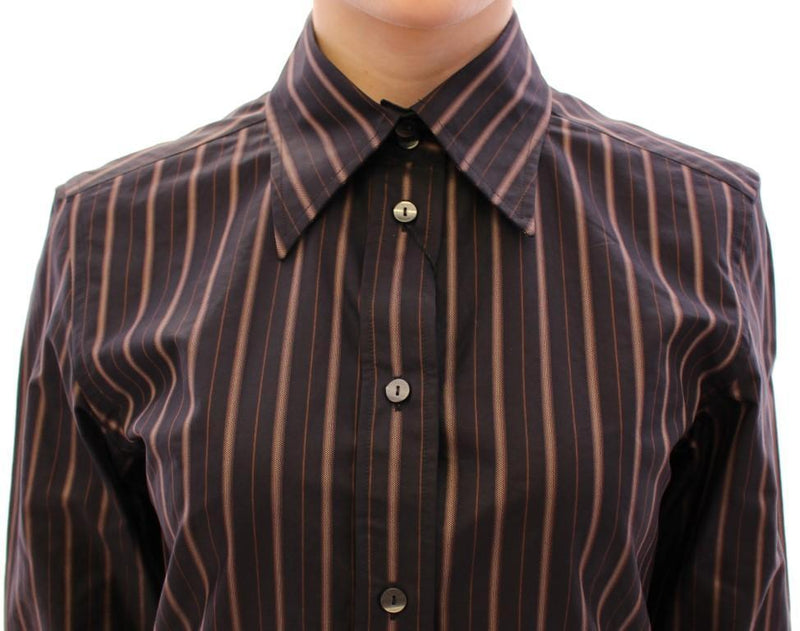 Black Striped Cotton Button Down Shirt