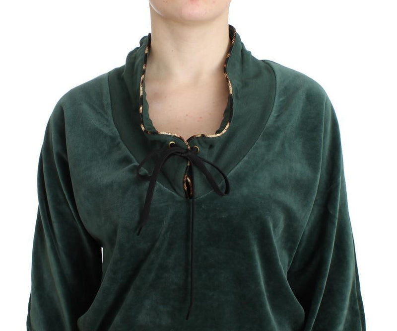 Green velvet cotton sweater