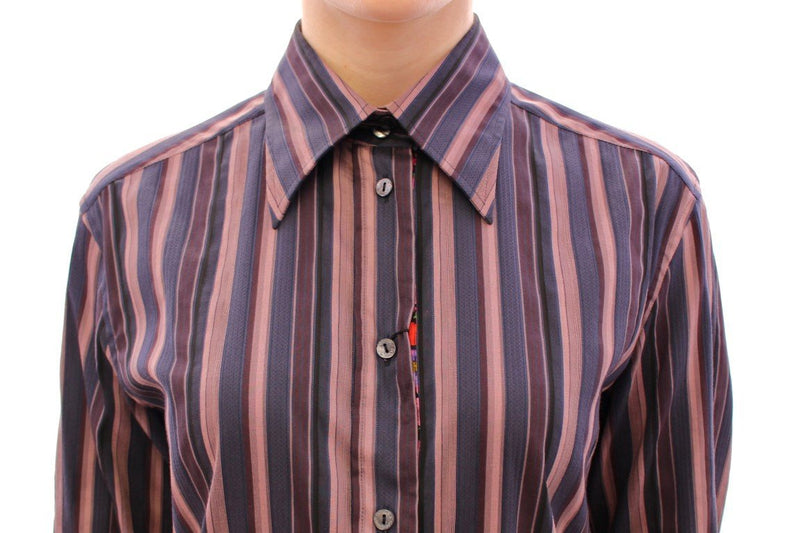 Multicolor Striped Floral Cotton Shirt