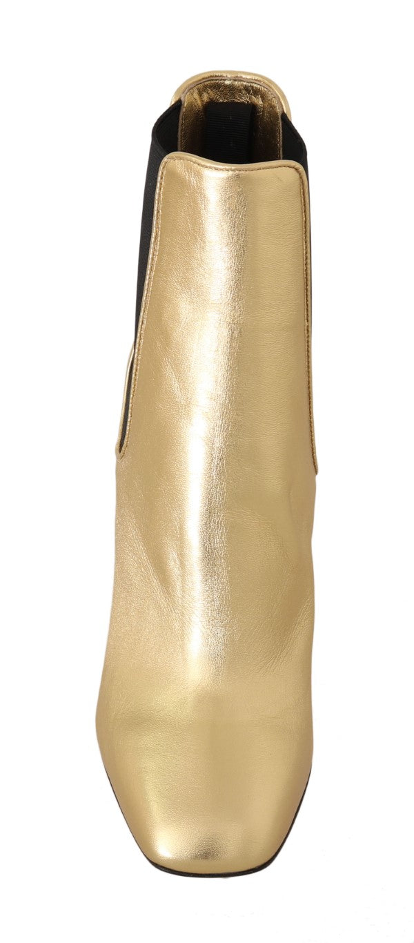 Gold Leather Heels Chelsea Boots