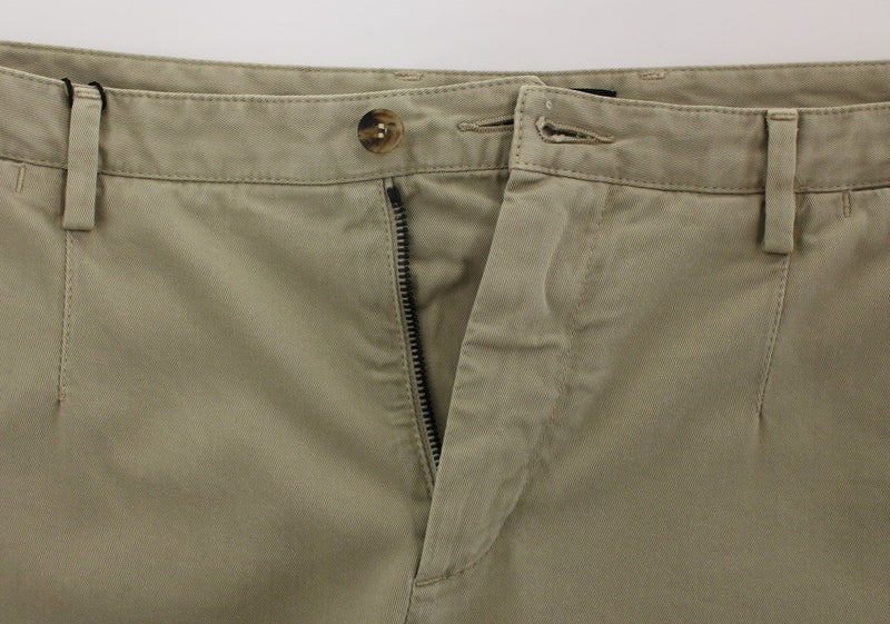 Beige Cotton Casual Chinos Pants