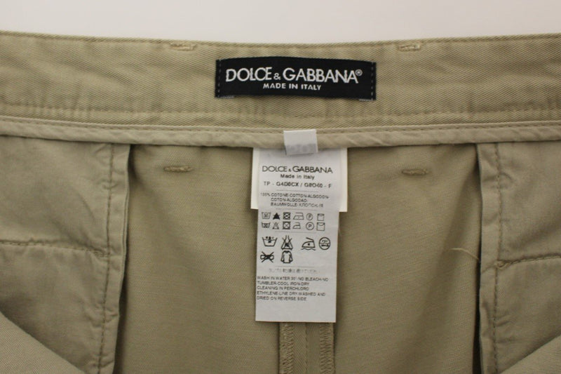 Beige Cotton Casual Chinos Pants