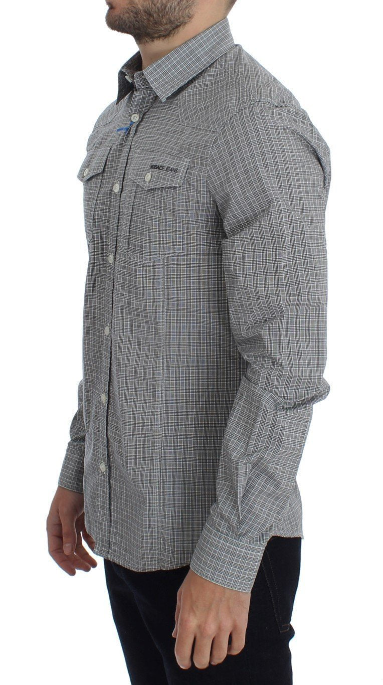 Gray Checkered Casual Cotton Shirt