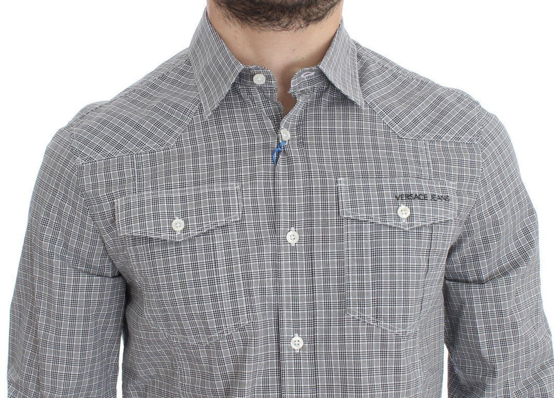 Gray Checkered Casual Cotton Shirt