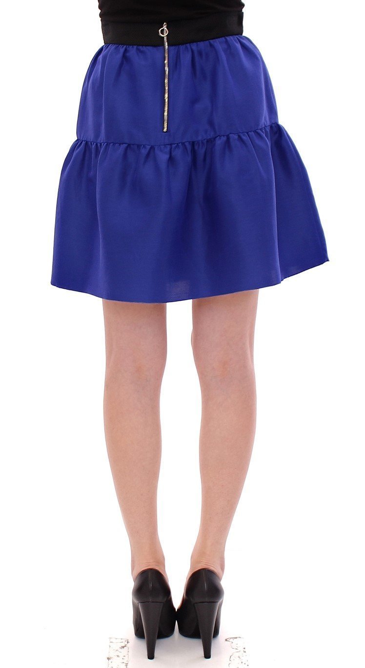 Blue Cotton Bubble Mini Skirt