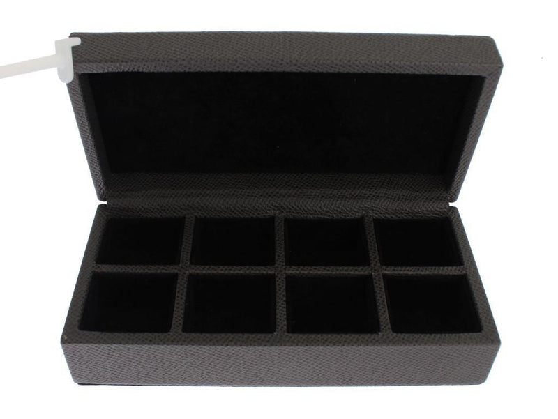 Gray Leather Ring Cufflinks Organizer Box Cover Case
