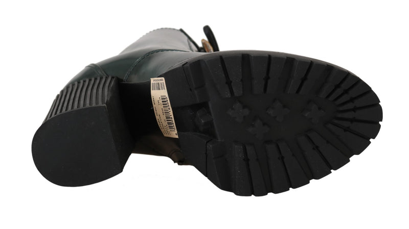 Green Leather DG Logo Ankle Boots