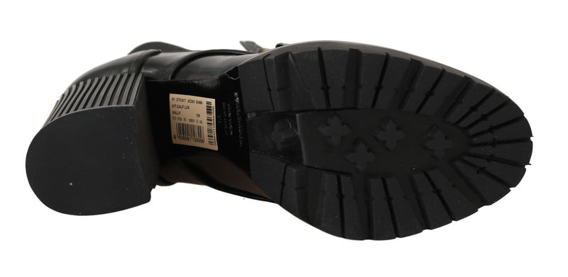 Black Leather DG Logo Zip Ankle Boots