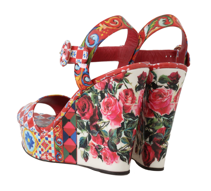 Carretto Roses Wedges Sandals Platform