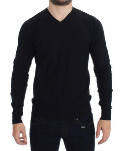 Black V-neck Pullover Sweater