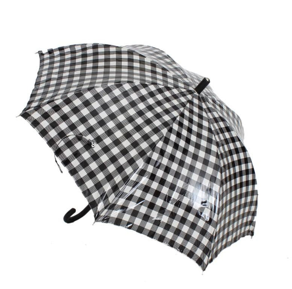 Black White Check Print Umbrella