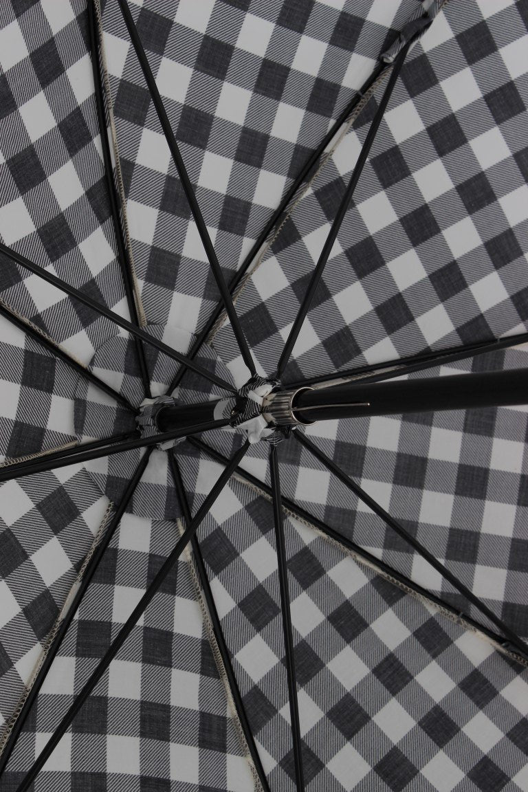 Black White Check Print Umbrella