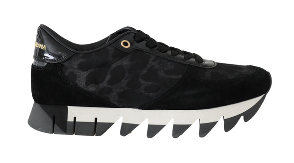 Leather Black Leopard Sneakers