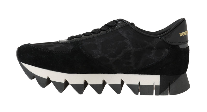 Leather Black Leopard Sneakers