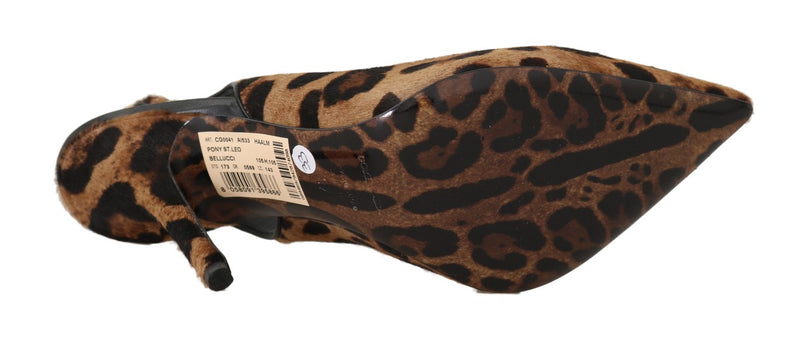 Brown Leopard Pony Hair Slingbacks Shoes