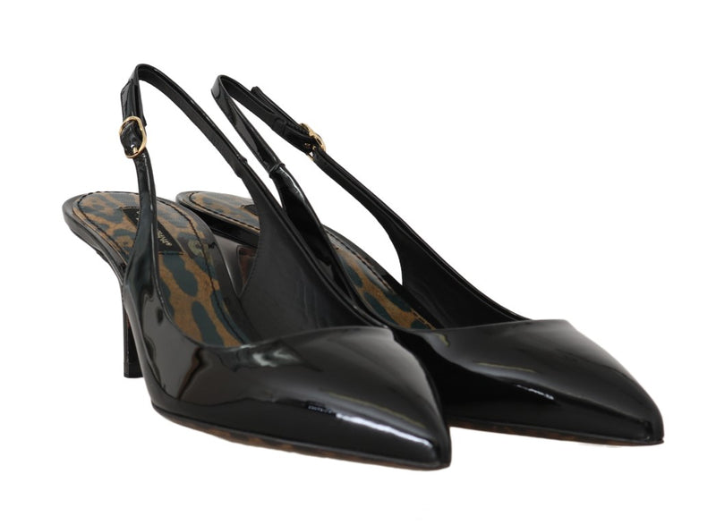 Black Patent Leather Slingbacks Shoes