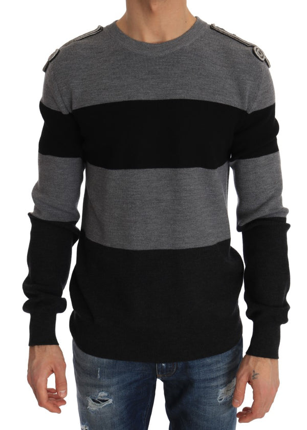 Gray Black Wool Knight Royal Crown Sweater