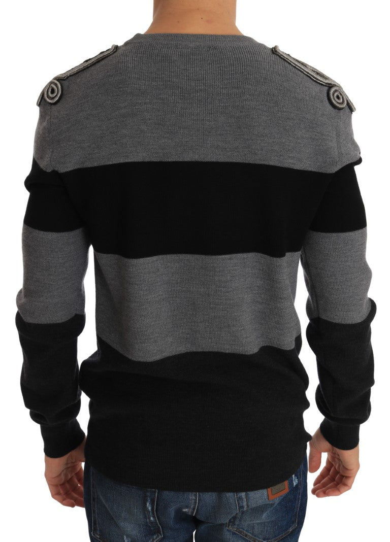 Gray Black Wool Knight Royal Crown Sweater