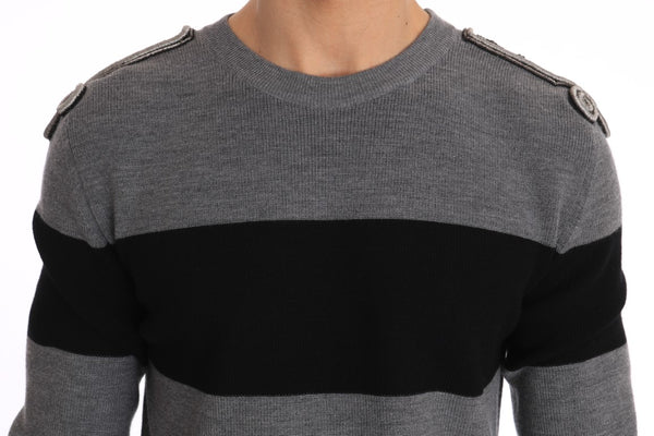Gray Black Wool Knight Royal Crown Sweater