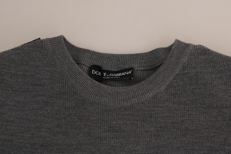 Gray Black Wool Knight Royal Crown Sweater