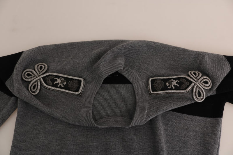 Gray Black Wool Knight Royal Crown Sweater