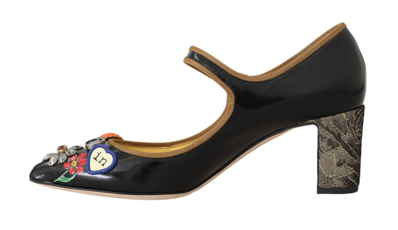 Black Leather Bellucci Mary Jane Shoes