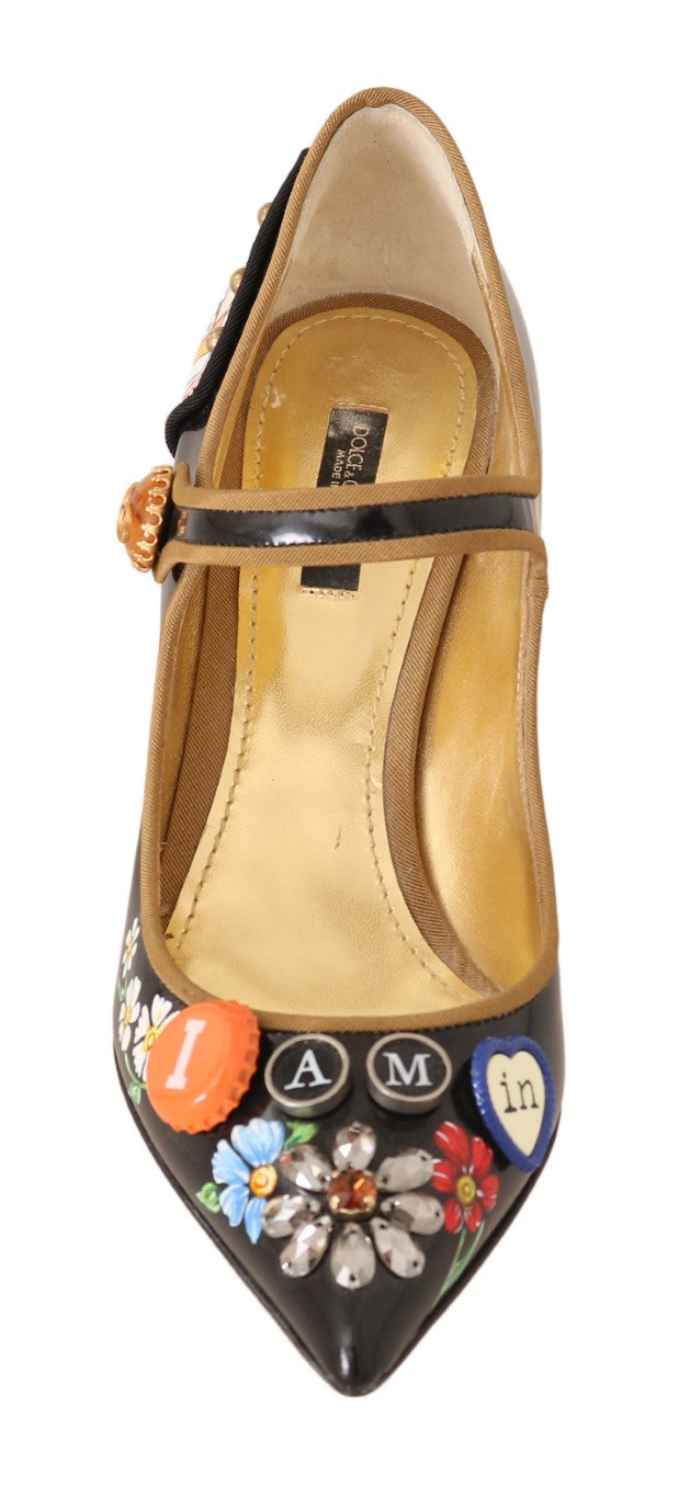 Black Leather Bellucci Mary Jane Shoes