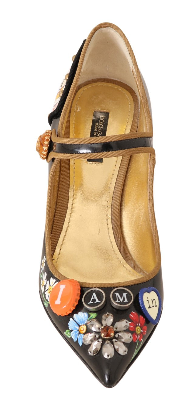 Black Leather Bellucci Mary Jane Shoes