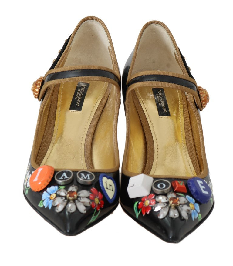 Black Leather Bellucci Mary Jane Shoes