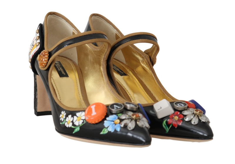 Black Leather Bellucci Mary Jane Shoes