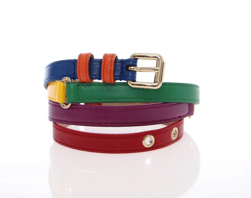 Multicolor leather logo belt